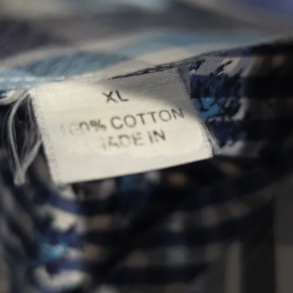 Neiman Marcus 100% Cotton Floral Gingham Check Long Sleeve Button Up Shirt. XL - Picture 7 of 10